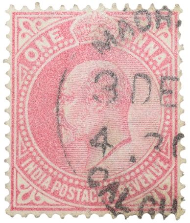 Postal Stamp of Edward VII 1 Anna Pink Clour - Used Condition as per image.