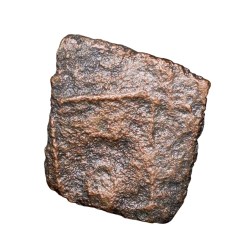 Alternative view of Copper Coin of Maharathis of Andhra(2nd Cen. BC) with Bull walking left/Yupa in Railing