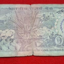 Alternative view of 100 RUPEE NOTE AGRICULTURE ISSUE NOTE (USED) SERIAL NO. 297189