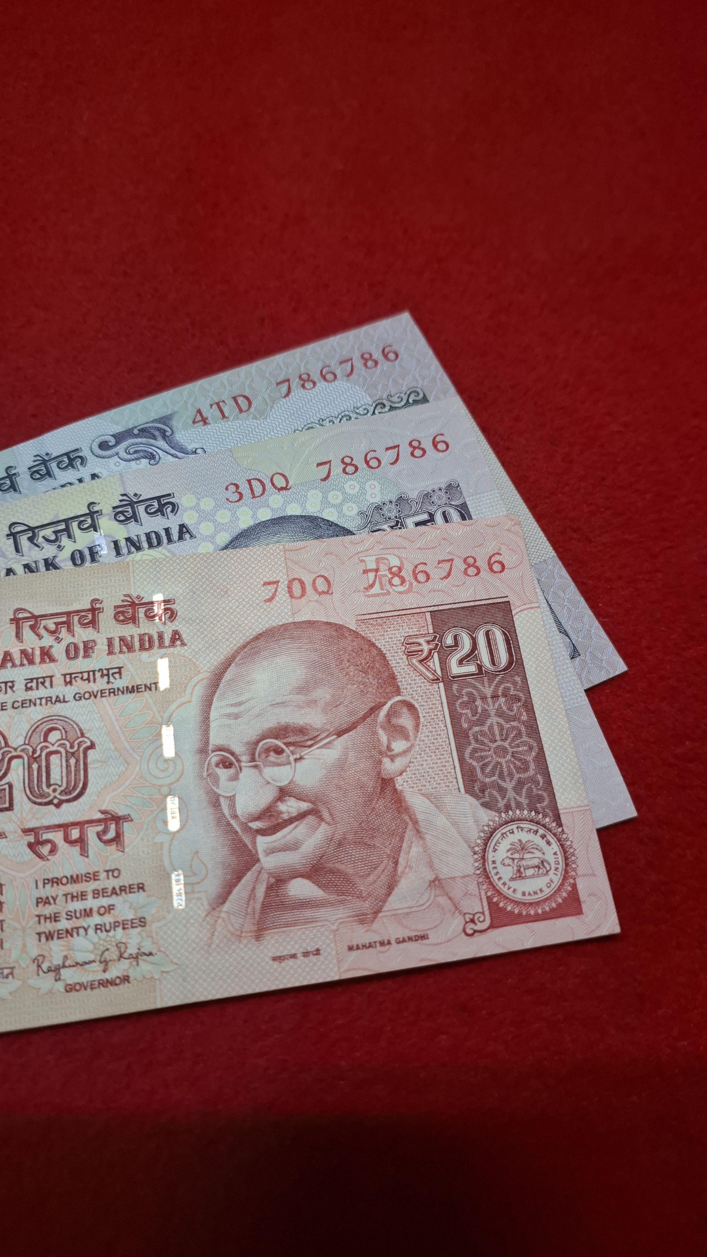 'RARE' 786786 3 NOTE SET GEM UNC CONDITION DENOMINATION IN 100,50,20