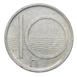 Alternative view of Aluminium 10 Heller of Czech Repulic (AD 1997) with Czech lion