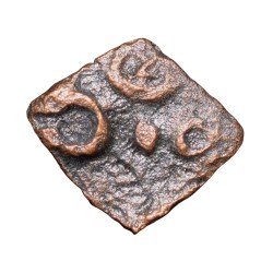 Alternative view of Copper Coin of Maharathis of Andhra(2nd Cen. BC) with Triangular Headed Symbol within square/Nandywarta Rare