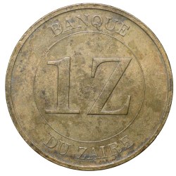 Alternative view of Brass 1 Zaire of Congo Country (AD 1987) with Portrait of Mobutu Sese Seko