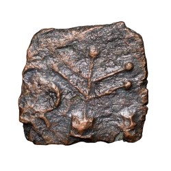 Alternative view of Copper Coin of Maharathis of Andhra(2nd Cen. BC) with Bull standing facing left/Nandipad-Tree Railing-Wheel Rare