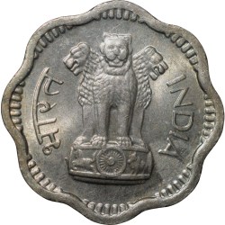 Alternative view of Copper-Nickel 10 Paise of Republic India (AD 1966) of Bombay Mint in UNC Grade