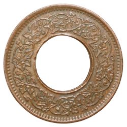 Alternative view of Bronze 1 Pice of George VI (AD 1945) of Bombay Mint Flat Crown Type