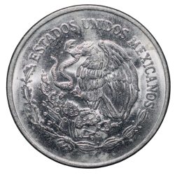 Steel 5 Centavos of Mexico (AD 2001) with Eagle holding Snake