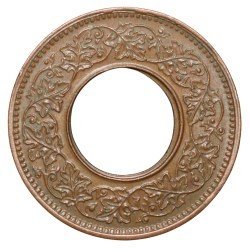 Alternative view of Bronze 1 Pice of George VI (AD 1945) of Calcutta Mint Flat Crown Type