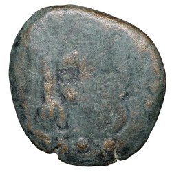 Alternative view of Copper Coin of Sangamana Chutukula (2nd - 1st Cen. BC) of Satavahana Feudatories Bold Swastik Rare