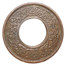 Alternative view of Bronze 1 Pice of George VI (AD 1945) of Calcutta Mint Flat Crown Type