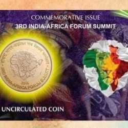 Alternative view of 10 Rs ( 3rd INDIA - AFRICA FORUM SUMMIT rare Commemorative Coin Card Special Edition