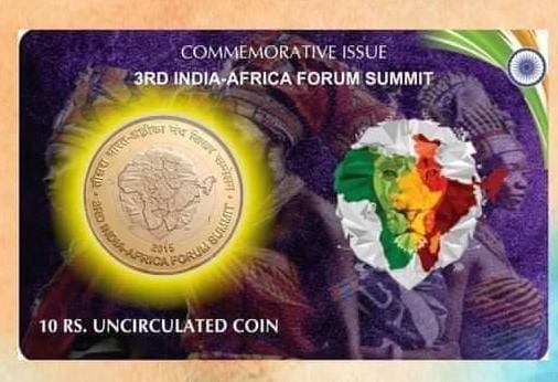 10 Rs ( 3rd INDIA - AFRICA FORUM SUMMIT rare Commemorative Coin Card Special Edition - Image 2