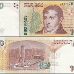 Argentina 10 Pesos Banknote 2003 ND P354b UNC Unique and Rare
