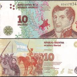 Argentina 10 Pesos Banknote 2016 ND P360 UNC Unique and Rare