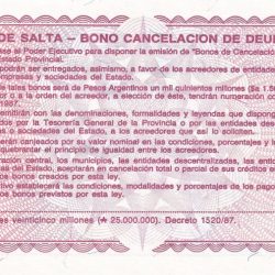 Alternative view of Argentina 1 Austral Salta World Banknote Bond UNC Unique and Rare