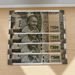 Rs 500 Quad Pair Gem Unc Very Unique Banknote Set SUPER Solid Number 5CU 555555