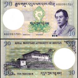 Bhutan 10 Ngultrum Banknote 2013 P29b UNC Unique and Rare