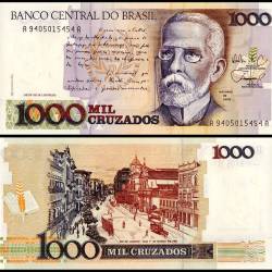 Brazil 1000 Cruzados Banknote 1988 ND P213b UNC Unique and Rare