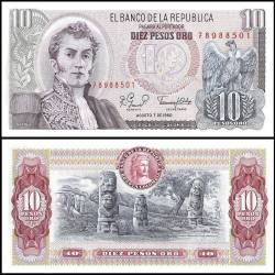 Colombia 10 Pesos Oro Banknote 1980 P407g2 UNC Unique and Rare