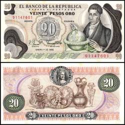 Colombia 20 Pesos Oro Banknote 1982 P409d3 UNC Unique and Rare