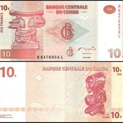 Congo Democratic Republic 10 Francs Banknote 2003 P93 UNC Unique and Rare