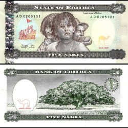 Eritrea 5 Nakfa Banknote 1997 P2 UNC Unique and Rare