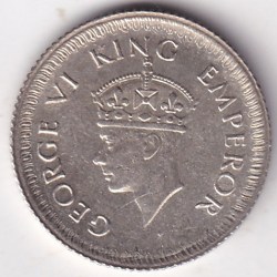 Alternative view of Quarter Rupee 1942 King George VI Silver UNC Coin