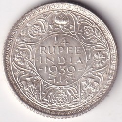 1/4 Rupee King George VI Silver 1939 UNC Condition Coin