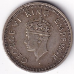Alternative view of 1944 British India Half Rupee George VI Lahore Mint Silver Coin