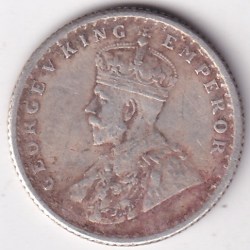 Alternative view of 1936 British India Quarter Rupee George V Silver Coin