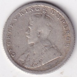 Alternative view of 1914 British India 1/4 Rupee George V Silver Coin