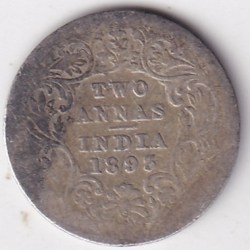 Two annas 1893 Victoria Empress Silver Coin Rare