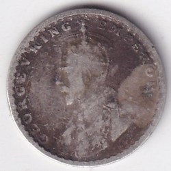 Alternative view of Two Annas 1913 George V King Silver Coin Ex Rare