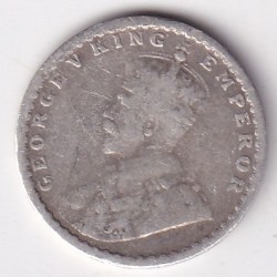 Alternative view of Two Annas 1914 George V King Silver Coin Ex Rare