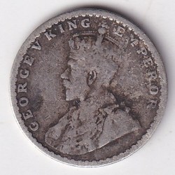 Alternative view of Two Annas 1917 George V King Silver Coin Ex Rare