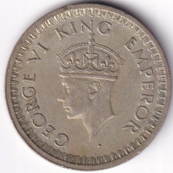 Alternative view of Bombay Mint 1945 British India Half Rupee George VI Silver Coin