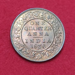 ONE QUARTER ANNA (COPPER) GEORGE V 1936 BOMBAY MINT GEM UNC CONDITION