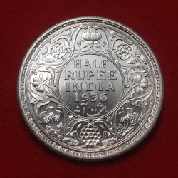 HALF RUPEE SILVER GEORGE V 1936 CALCUTTA MINT GEM UNC CONDITION