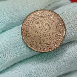 Alternative view of George V King Emperor One Quarter Anna 1930 Year Bombay Mint Good Condition 01