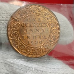 George V King Emperor One Quarter Anna 1920 Year Calcutta Mint Good Condition Coin