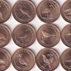 TURKEY 12 DIFFERENT BIRDS ALL COMMEMORATIVE UNC COINS SET # I- 803