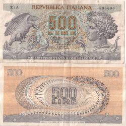 Italia 500 Lire Aretusa Rare lowest price note
