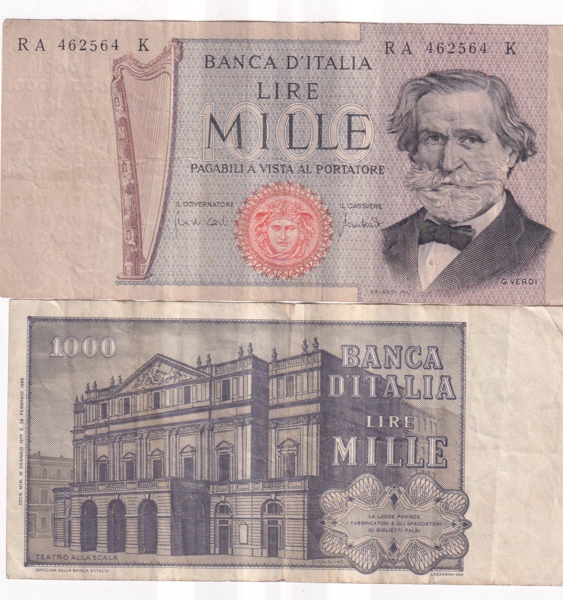 Italy 1000 Lire Verdi Rare LOWEST PRICE NOTE
