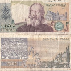 Italy 2000 Lire Galileo Galilei LOWEST PRICE Rare NOTE