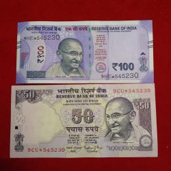 Extremely Rare Note Set Pair of Stair Or Same Serial Numbers 50 Old or 100 Rs Gem Bunc Condition Notes 2 Pcs Given