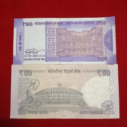 Alternative view of Extremely Rare Note Set Pair of Stair Or Same Serial Numbers 50 Old or 100 Rs Gem Bunc Condition Notes 2 Pcs Given