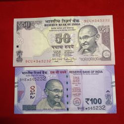 Extremely Rare Note Set Pair of Stair Or Same Serial Numbers 50 Old or 100 Rs Gem Bunc Condition Notes 2 Pcs Given