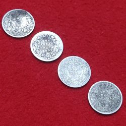 TWO ANNA VICTORIA 4 COIN SET YEAR 1862,1893,1893,1896