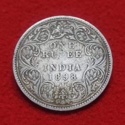 ONE RUPEE SILVER COIN VICTORIA EMPRESS YEAR 1898 BOMBAY MINT