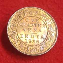 ONE QUARTER ANNA GEORGE VI YEAR 1936 BOMBAY GEM UNC CONDITION